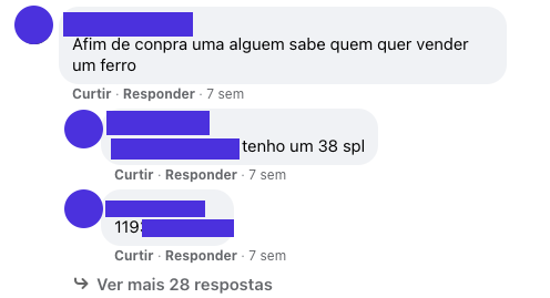 Exemplo de como comentários de um post podem ser utilizados para potenciais negociações