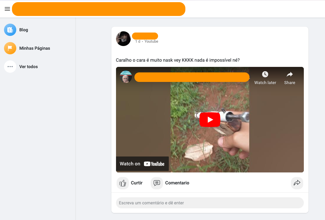 Reprodução de tela com post que mostra armamento caseiro.